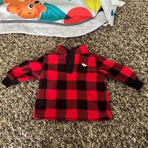 Carter's - Black and red buffalo plaid pullover fleece.